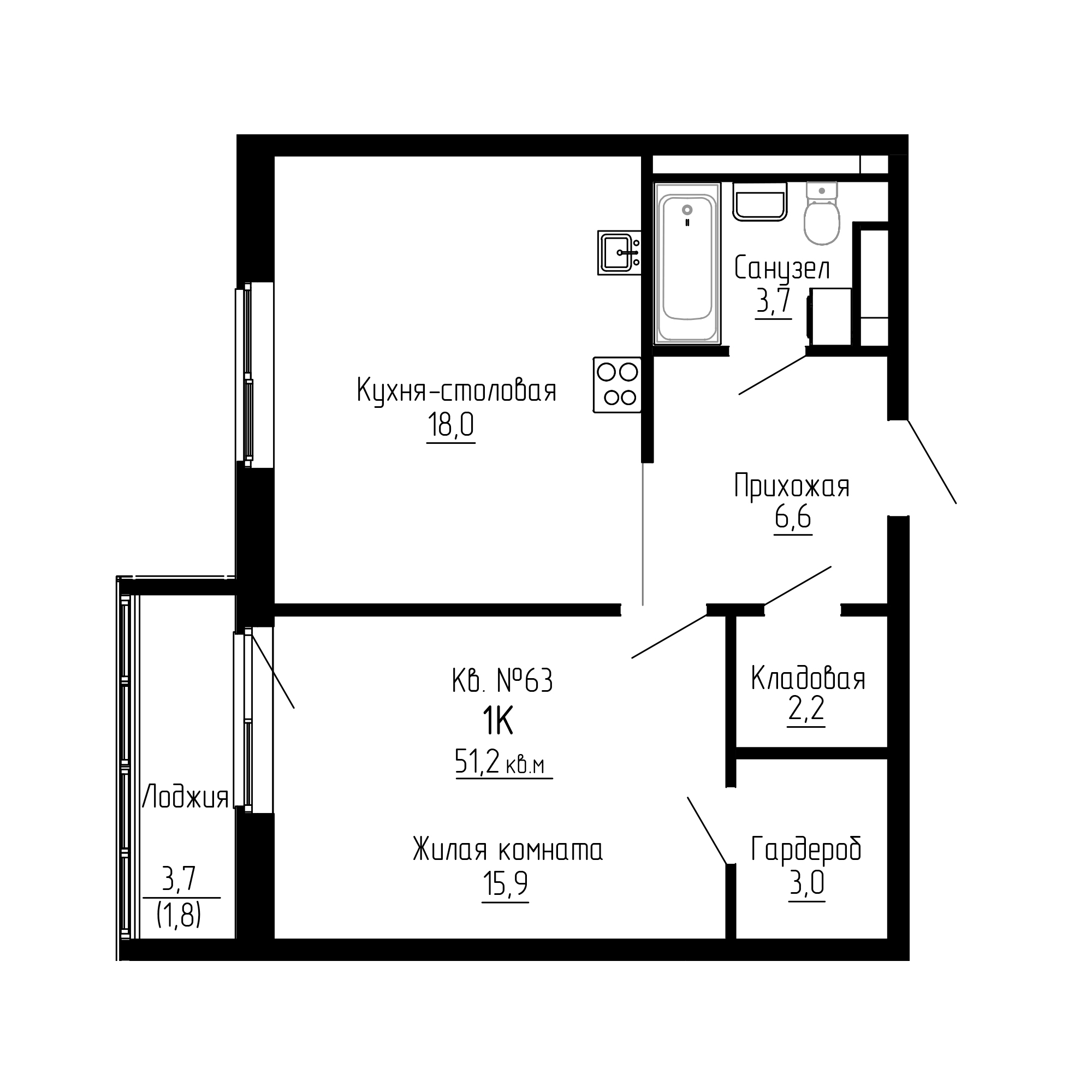 ЖК ДНС Сити (DNS Сити), 1-комн кв 51,2 м2, за 9 391 750 ₽, 3 этаж